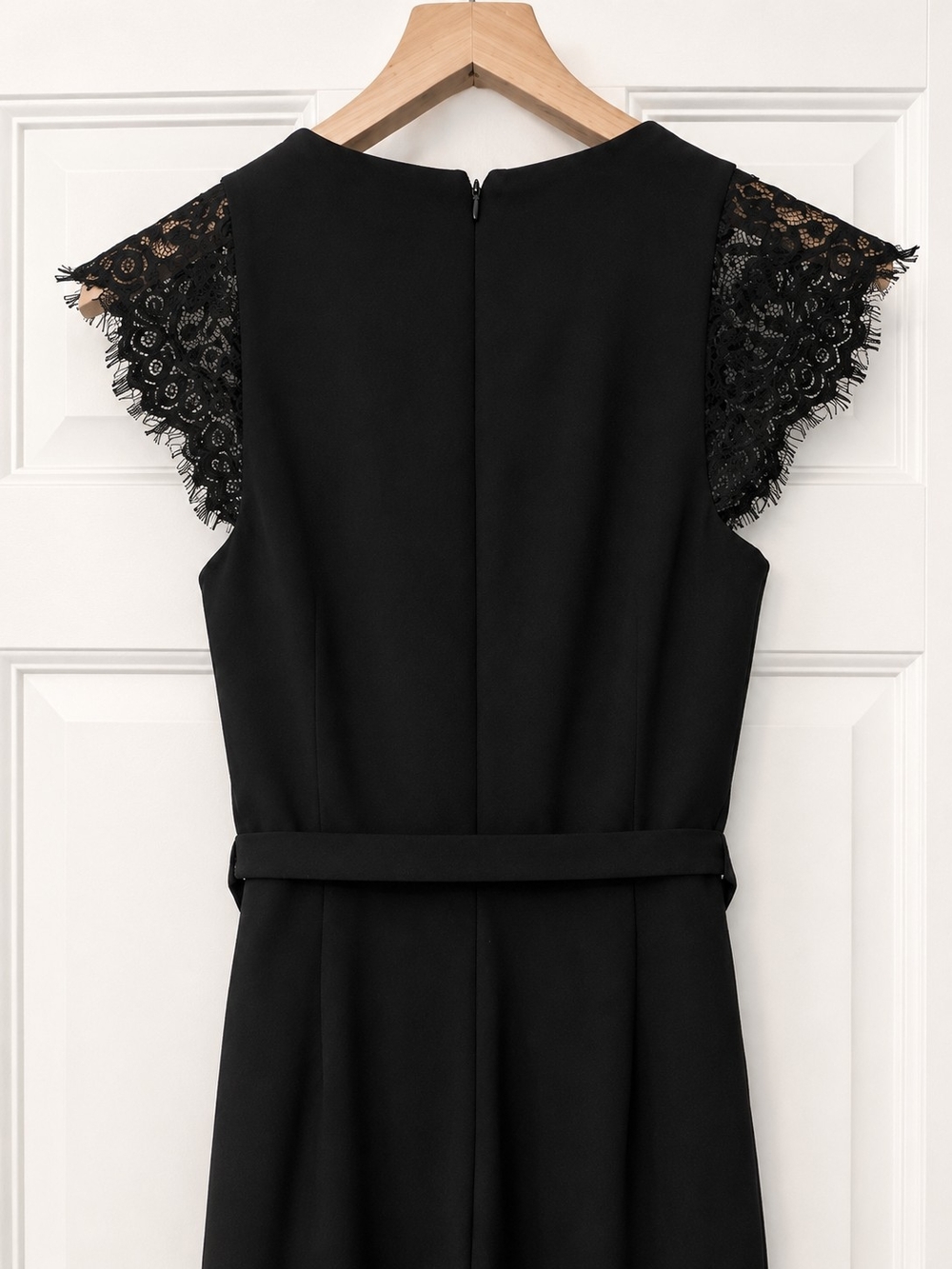 Forever New Black Lace Cap Sleeve Wide Leg Jumpsuit - Picture 5 of 5